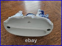 Antique Limoges Blue White Gold Porcelain Fine China Man Woman Drinking Tea