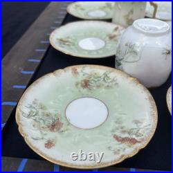 Antique Limoges Hand-Painted Porcelain Coffee Service Gold Gilt France