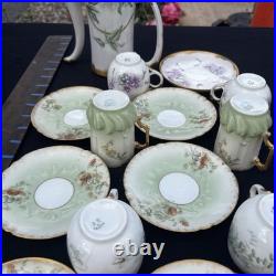 Antique Limoges Hand-Painted Porcelain Coffee Service Gold Gilt France