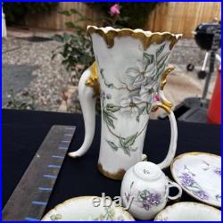 Antique Limoges Hand-Painted Porcelain Coffee Service Gold Gilt France
