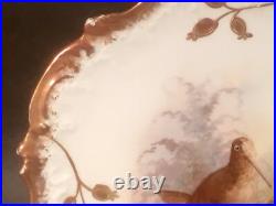 Antique Limoges Sand Piper Plate with Gold Paste