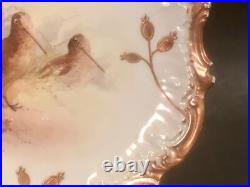 Antique Limoges Sand Piper Plate with Gold Paste