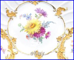 Antique MEISSEN German HEAVY GOLD / Flowers CABINET PLATE 11.25 DIA