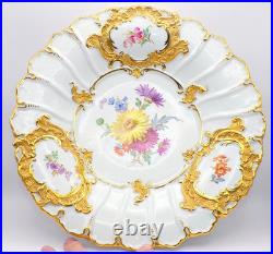 Antique MEISSEN German HEAVY GOLD / Flowers CABINET PLATE 11.25 DIA