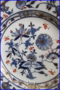 Antique Meissen Germany Blue Onion Red Gold 9 Plate