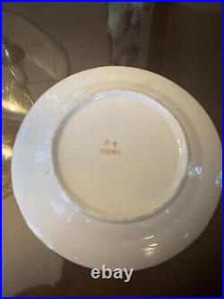 Antique Milleflori Gold Porcelain Plate Pink Yellow Blue Stamped