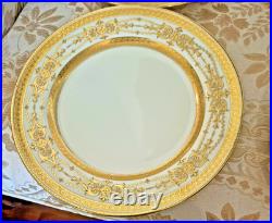 Antique Minton 8 Piece Raised Gold Encrusted Place Setting 9 Dinner Plate Lot