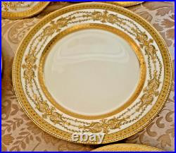 Antique Minton 8 Piece Raised Gold Encrusted Place Setting 9 Dinner Plate Lot Antique Minton 8 Piece Raised Gold Encrusted Place Setting 9 Dinner Plate Lot