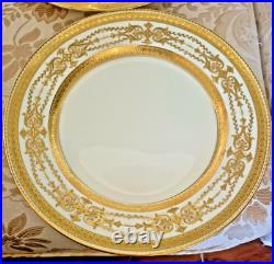 Antique Minton 8 Piece Raised Gold Encrusted Place Setting 9 Dinner Plate Lot