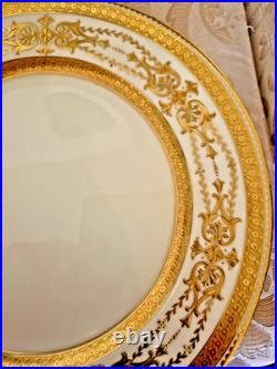 Antique Minton 8 Piece Raised Gold Encrusted Place Setting 9 Dinner Plate Lot