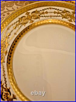Antique Minton 8 Piece Raised Gold Encrusted Place Setting 9 Dinner Plate Lot Antique Minton 8 Piece Raised Gold Encrusted Place Setting 9 Dinner Plate Lot