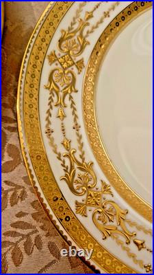 Antique Minton 8 Piece Raised Gold Encrusted Place Setting 9 Dinner Plate Lot