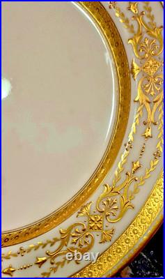 Antique Minton 8 Piece Raised Gold Encrusted Place Setting 9 Dinner Plate Lot