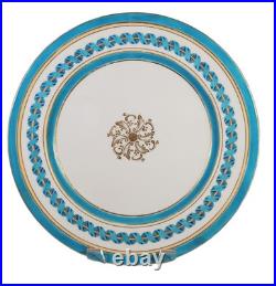 Antique Minton Celeste Blue Ribbon & Gilded 10 Inch Plate c. 1810