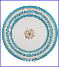 Antique Minton Celeste Blue Ribbon & Gilded 10 Inch Plate c. 1810
