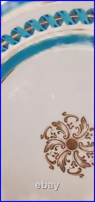 Antique Minton Celeste Blue Ribbon & Gilded 10 Inch Plate c. 1810