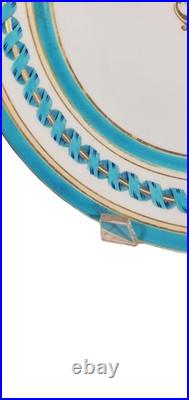 Antique Minton Celeste Blue Ribbon & Gilded 10 Inch Plate c. 1810
