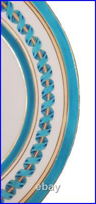 Antique Minton Celeste Blue Ribbon & Gilded 10 Inch Plate c. 1810