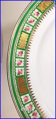 Antique Minton Hand Painted Raised Enamel Cabinet Plate Pink Rose Green Gold