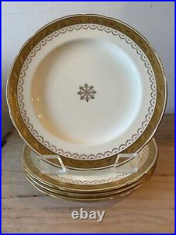 Antique Minton Ovington Bros Gilt Gold Rim Dinner Set 4 Plates Porcelain 9.75