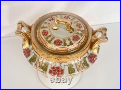 Antique Nippon Ginger Jar Hand Painted Biscuit Jar-Covered Gold Enamel-Moriage