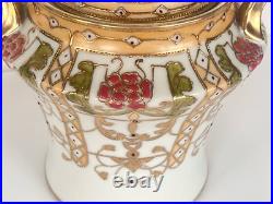 Antique Nippon Ginger Jar Hand Painted Biscuit Jar-Covered Gold Enamel-Moriage