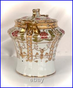 Antique Nippon Ginger Jar Hand Painted Biscuit Jar-Covered Gold Enamel-Moriage