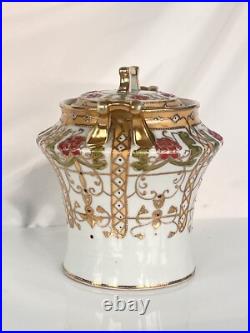 Antique Nippon Ginger Jar Hand Painted Biscuit Jar-Covered Gold Enamel-Moriage