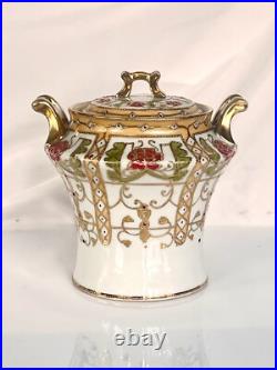 Antique Nippon Ginger Jar Hand Painted Biscuit Jar-Covered Gold Enamel-Moriage