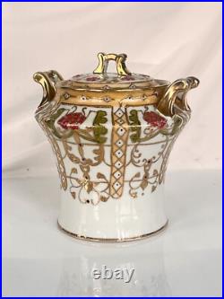 Antique Nippon Ginger Jar Hand Painted Biscuit Jar-Covered Gold Enamel-Moriage