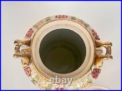 Antique Nippon Ginger Jar Hand Painted Biscuit Jar-Covered Gold Enamel-Moriage