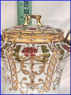 Antique Nippon Ginger Jar Hand Painted Biscuit Jar-Covered Gold Enamel-Moriage