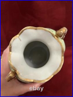 Antique Nippon Hand Painted Gold Gilded Footed Vase Floral Pattern 8.5''H