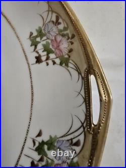 Antique Nippon Morimura Handpainted Handled Cabinet Plate. Beading Flowers Antique Nippon Morimura Handpainted Handled Cabinet Plate. Beading Flowers