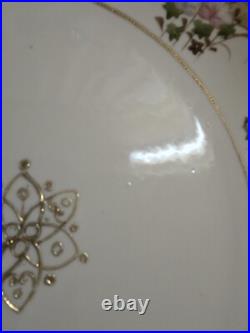 Antique Nippon Morimura Handpainted Handled Cabinet Plate. Beading Flowers Antique Nippon Morimura Handpainted Handled Cabinet Plate. Beading Flowers