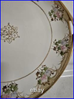 Antique Nippon Morimura Handpainted Handled Cabinet Plate. Beading Flowers Antique Nippon Morimura Handpainted Handled Cabinet Plate. Beading Flowers