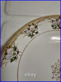 Antique Nippon Morimura Handpainted Handled Cabinet Plate. Beading Flowers Antique Nippon Morimura Handpainted Handled Cabinet Plate. Beading Flowers