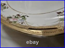 Antique Nippon Morimura Handpainted Handled Cabinet Plate. Beading Flowers Antique Nippon Morimura Handpainted Handled Cabinet Plate. Beading Flowers