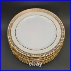 Antique Noritake Porcelain Dinner Plates Chanfaire Gold Etched Set 8 Plus Spare