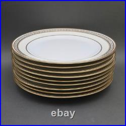 Antique Noritake Porcelain Dinner Plates Chanfaire Gold Etched Set 8 Plus Spare