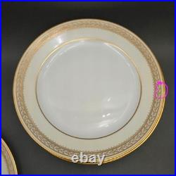 Antique Noritake Porcelain Dinner Plates Chanfaire Gold Etched Set 8 Plus Spare