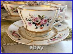 Antique Old Paris Teaset Service for 6 19th Century Floral Excellent