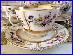 Antique Old Paris Teaset Service for 6 19th Century Floral Excellent