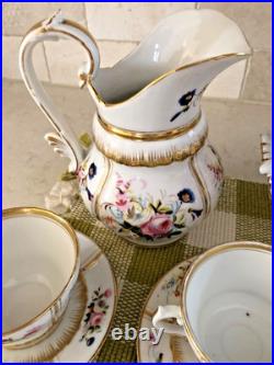 Antique Old Paris Teaset Service for 6 19th Century Floral Excellent