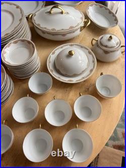 Antique P. K. Silesia Germany Art Deco Porcelain China Set Gold Rim Floral 1920s