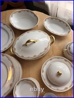 Antique P. K. Silesia Germany Art Deco Porcelain China Set Gold Rim Floral 1920s