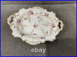Antique Pair of Porcelain Serving Dishes with Floral & Gold Decoration