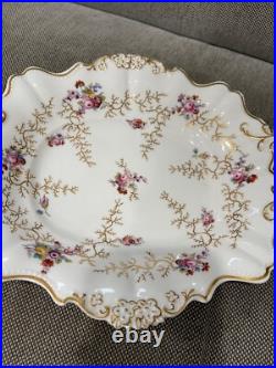 Antique Pair of Porcelain Serving Dishes with Floral & Gold Decoration