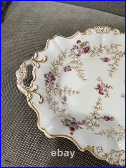 Antique Pair of Porcelain Serving Dishes with Floral & Gold Decoration