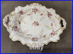 Antique Pair of Porcelain Serving Dishes with Floral & Gold Decoration